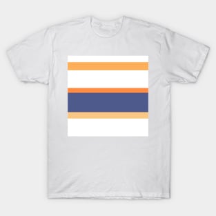 A fine compound of Twilight, White, Topaz, Rajah and Orangeish stripes. T-Shirt